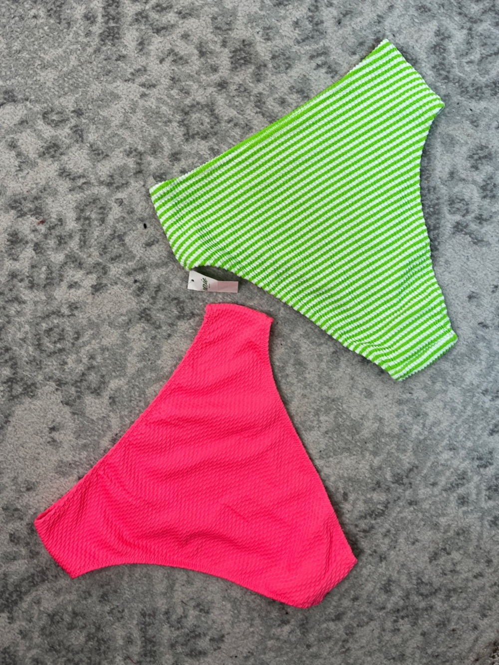 AERIE SWIM BOTTOMS BUNDLE HIGH WAISTED CORAL AND GREEN WHITE STRIPE SZ MED NWT - Picture 2 of 13